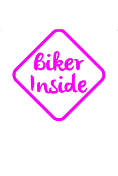 Oracal 651 Decorative wall, car and window sticker, Biker inside. 18cm, pink