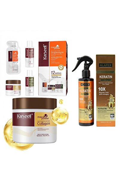 Karseell Σετ Ισιώματος & Συντήρησης Μαλλιών – Επαγγελματικό Κιτ με Μάκα, Μάσκα Κολλαγόνου 500ml, R