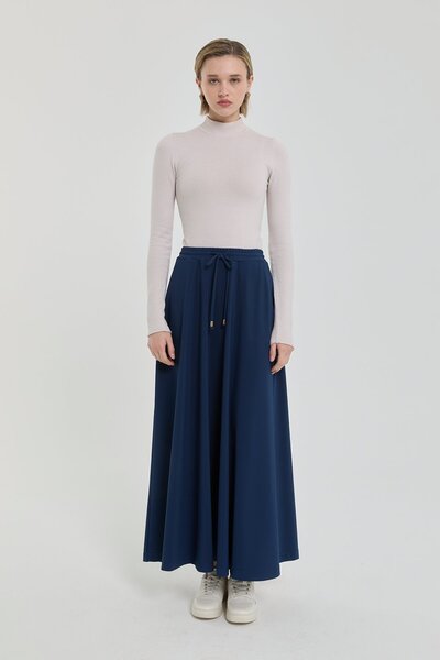 Nihan Kloş Örme Etek Lacivert