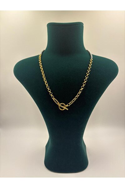 burel قلادة أنيقة من الفولاذ المقاوم للصدأ بلونين