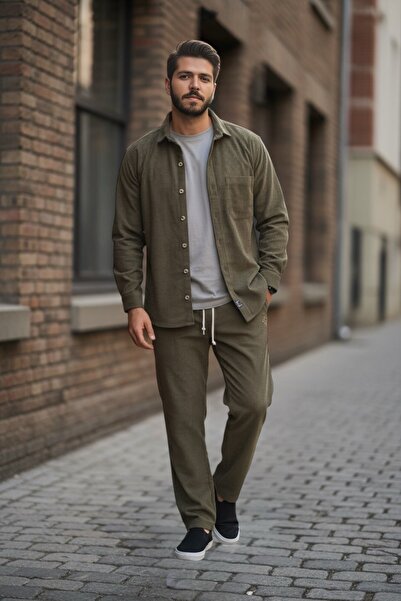 BİRBEYSTORE Lower Upper Set Velvet Men's Tracksuit Set Shirt Elastic Waist Lower Tracksuit Comfortable Fit