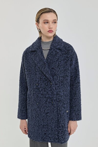 Nihan Kruvaze Kısa Kaban İndigo