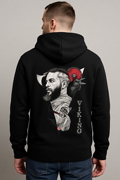 shi dumanlar giyim Unisex Φούτερ Viking με τύπωμα oversized με λαιμόκοψη ποδη...