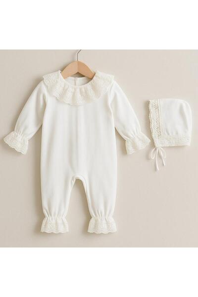 Miniella 0-3 Ay Kız Bebek Dantelli Tulum