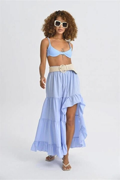 GENCULUS Audrey Frilly Slit Detail Skirt 4037