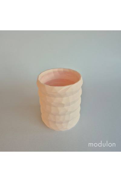Modern Geometrik Kalemlik | Katmanlı Low Poly Masa Düzenleyici - Bej