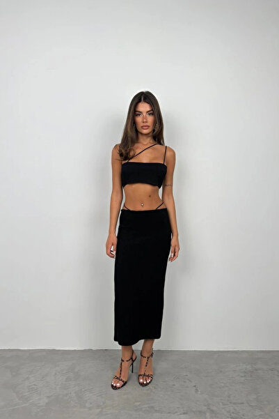 GENCULUS Fusta maxi texturată cu detaliu frânghie