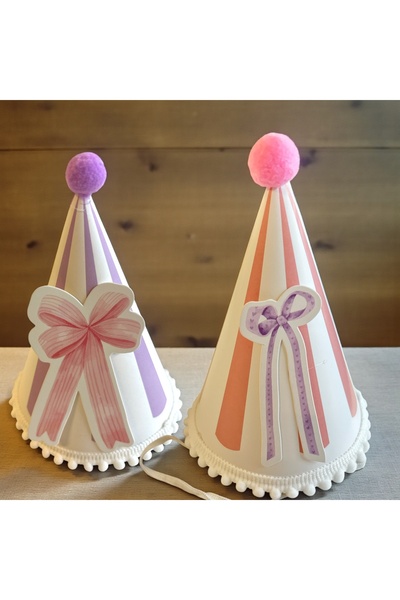 Partifabrik Καπέλο για πάρτι γενεθλίων με θέμα το φιόγκο 2 καπέλα από χαρτόνι