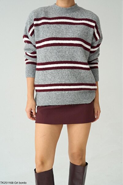 CADDELAMODA Women's Colorful Striped Oversized Soft Sweater