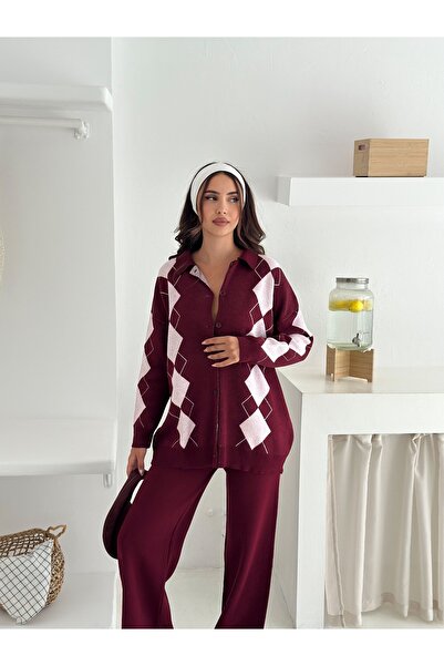 Noi Belis Oversized Baklava Detailed Knitwear Bottom-Top Set Aw25Au0037