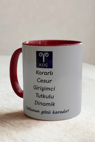 Ahinur Mutfak Aries Zodiac Porcelain Mug – Bold, Dynamic, Stable and Passionate Design Mug