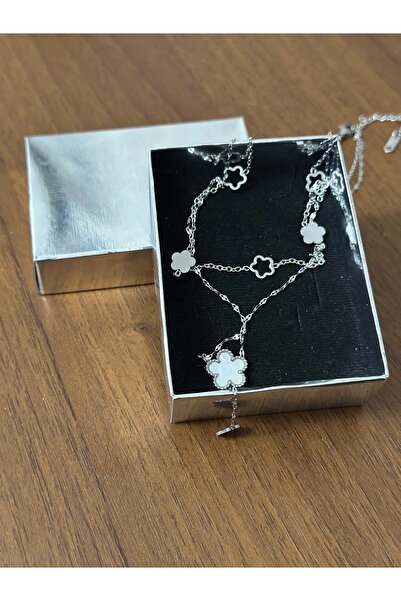 Menshure Double Daisy Steel Necklace