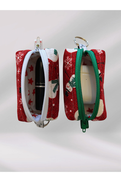 Ays Quilt Yılbaşı Temalı Çok Amaçlı Anahtarlık Çanta Charm - AirPods Kılıfı - Mini Ruj Ve Bozuk Para Çantası