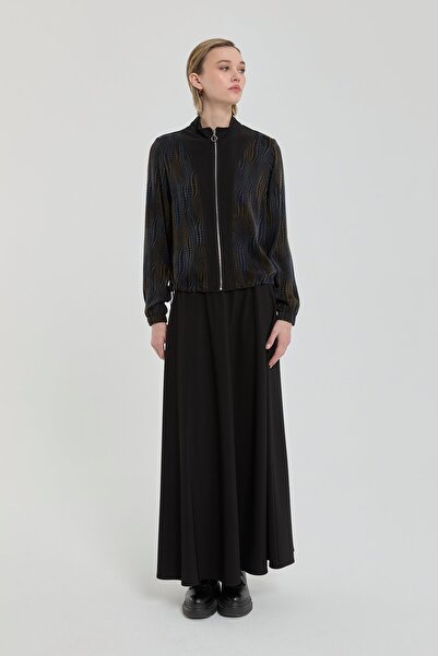 Nihan Jakar Detaylı Örme Etek Ceket Takım Siyah