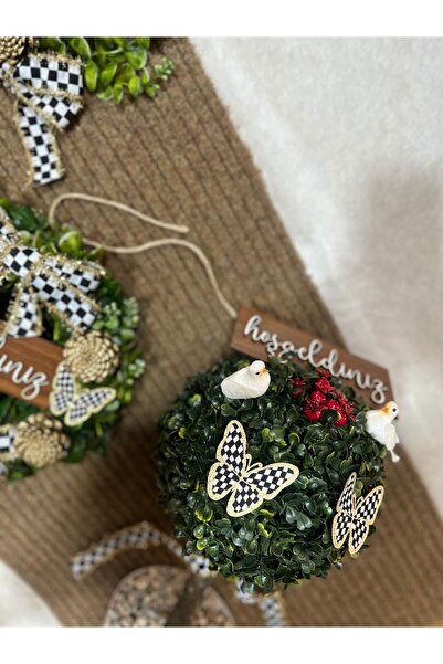 Marrone Büyük Boy Paspas 100*50 cm Şimşir Kapı önü Ağacı 50 cm Çelenk 3'lü Set