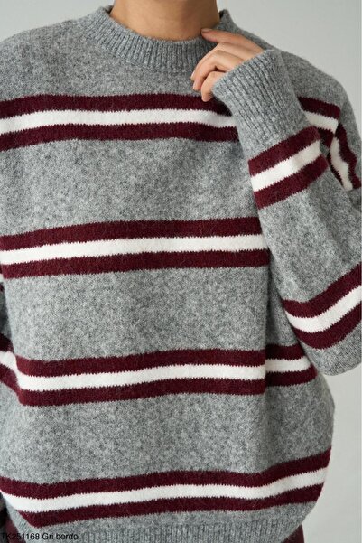 CADDELAMODA Women's Colorful Striped Oversized Soft Sweater