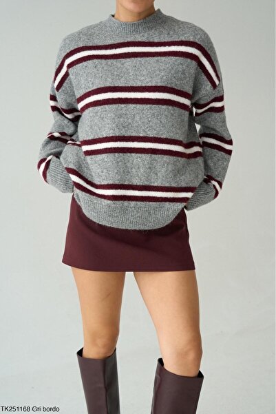 CADDELAMODA Women's Colorful Striped Oversized Soft Sweater