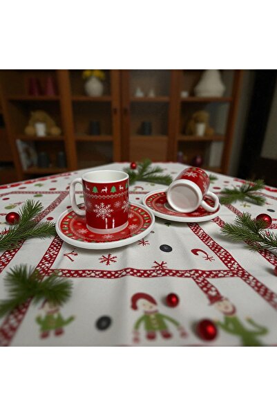 CASTEL Yılbaşı Konsepti 2 Kişilik 4 Parça Porselen Fincan Takımı