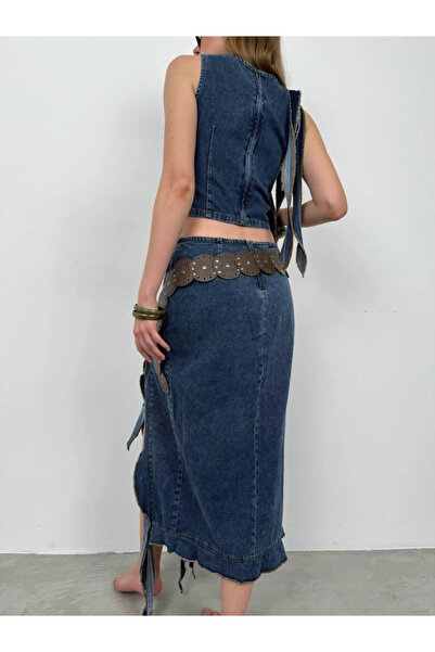 GENCULUS Ruffle Detail Denim Blouse