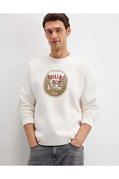 Mavi 0S10484-70057 Chalet Embroidered Crew Neck Sweatshirt White