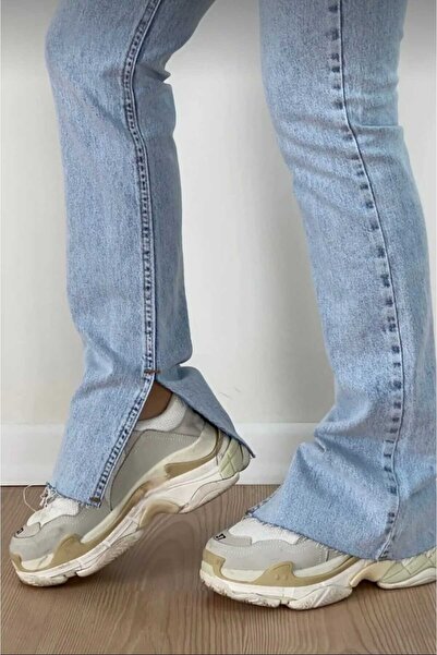 DRC trend Eliza 90's Stretch Fabric Casual Women's Open Snow Inside Slit Super High Waist Wide Leg Denim Jeans