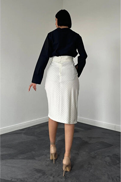 GENCULUS White Striped Polyviscon Skirt