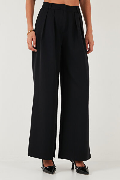 Lela Wide Leg High Waist Wide Leg Pants with Pile Detail Pants 6522016