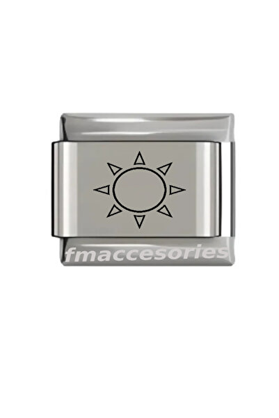 fmaccesories سوار من الفولاذ الإيطالي بلون فضي مع طباعة ليزر لا يفقد لونه ولا...