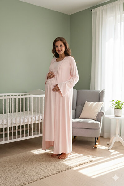 Lohussa طقم ثوب نوم نسائي من القطن بنسبة 100% بتصميم شتوي بياقة بأزرار على ال...