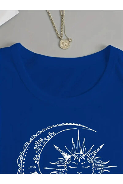 GENCULUS    Women's Long Sleeve Crew Neck Moon Printed Viscose Blouse