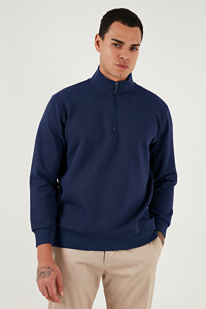 Buratti Cotton Regular Fit Half Zipper Stand Collar Sweat Men's Sweat 5905470