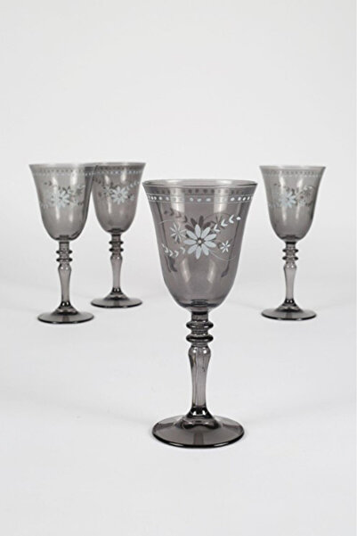 Rakle 3 ADET Nazenin 4lü Su Kadeh Seti Füme 270cc Nzn141