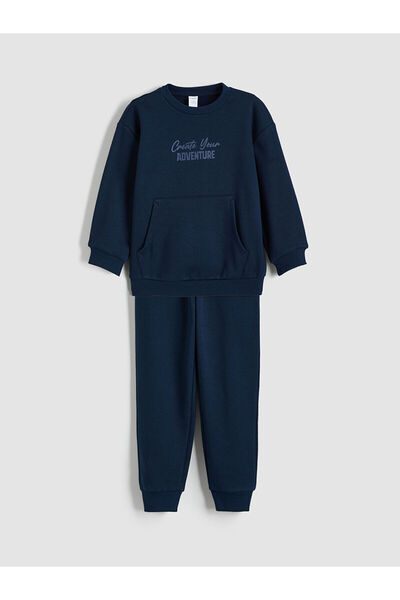 LC Waikiki Lcw Kids Navy Blue Boys' Thick Sweatshirt and Sweatpants