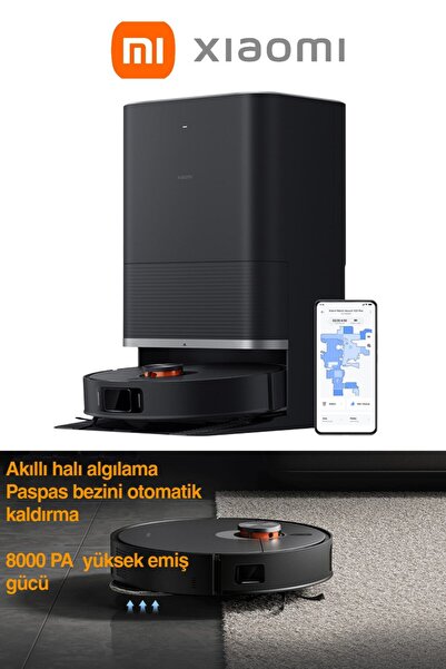 Xiaomi 8000 Pa güçlü emiş, akıllı harita ve mop ile tüy-kırıntı temizleyen ak...