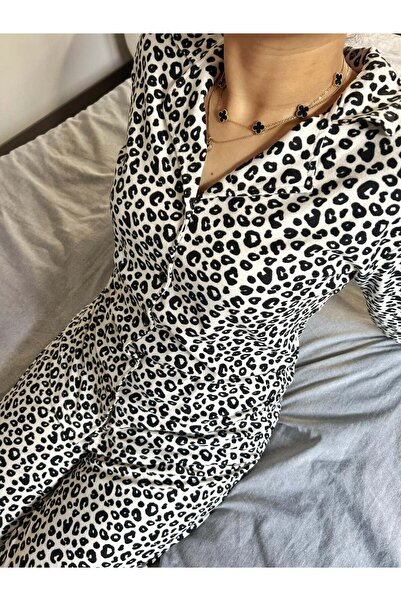 Marka Leopelle Suede Fabric Front Buttoned Pajama Set