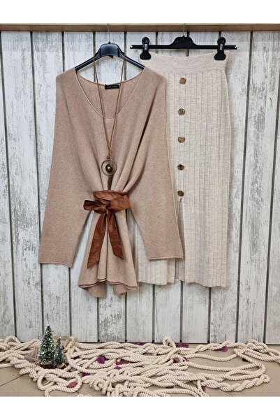 pudubutik Beige Knitwear Skirt