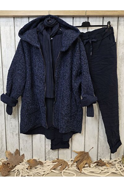 pudubutik Navy Blue Short Boucle Coat Italian