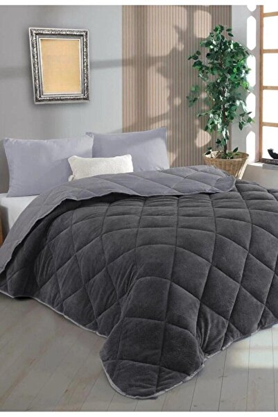 Battal Home Çift Kişilik Kaliteli Antrasit Rengi Wellsoft Yorgan Çift Taraflı...