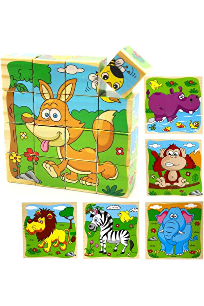 OEM Puzzle pe cuburi de lemn, 6 imagini de desene animate