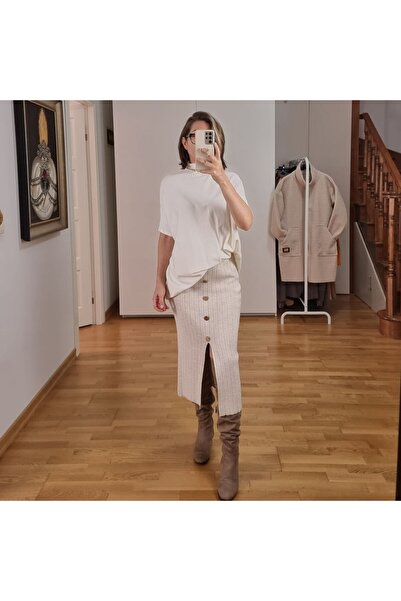 pudubutik Beige Knitwear Skirt