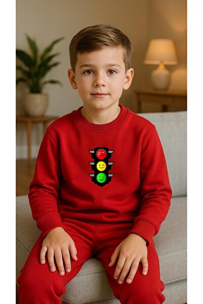playwear Παιδικό Φούτερ Σετ με στάμπα TRAFFIC LIGHT για Κορίτσια και Αγόρια, ...