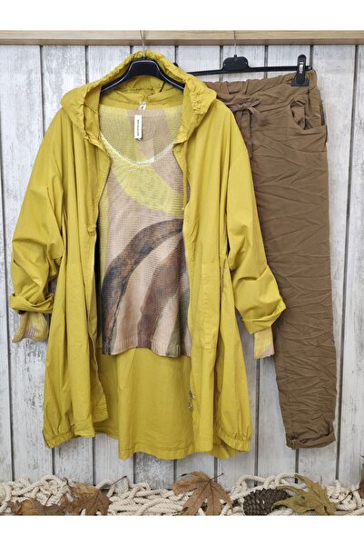 pudubutik Cotton Thin Italian Trench Coat Yellow