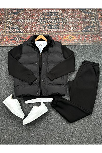 tetramoda Set de guler ridicat vestă umflată căptușită și pantaloni de sport ...