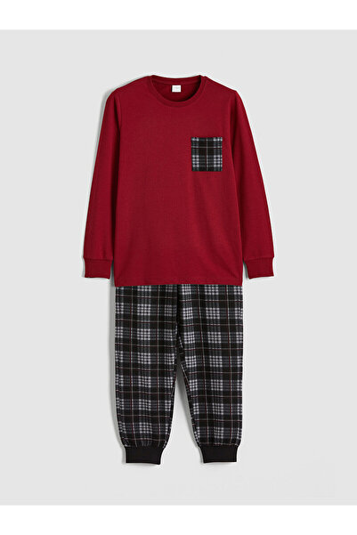 LC Waikiki Peak New Season Crew Neck Plaid Boys' Pajama Set