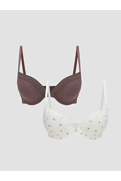 LC Waikiki Özmarka Yeni Sezon Balenli Dolgusuz Çiçekli Tişört Sütyen 2'li