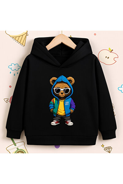 CLASSY.MODA Unisex Hooded 3 Thread Ş Fleece-Lined Kangaroo Pocket Cool Teddy Bear B Printed Hoodie