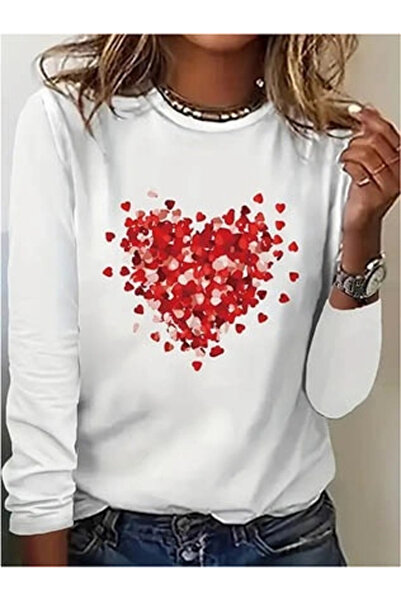 GENCULUS    Women's Long Sleeve Crew Neck Printed Viscose Blouse