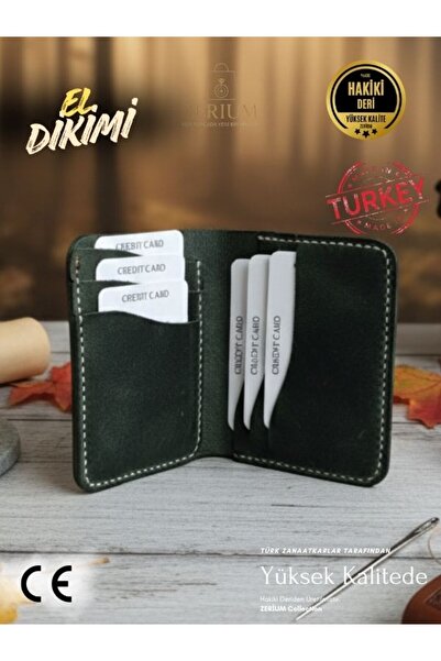 ZERİUM Genuine Leather Lucen – Hand-Stitched Premium Men's Wallet Card Holder