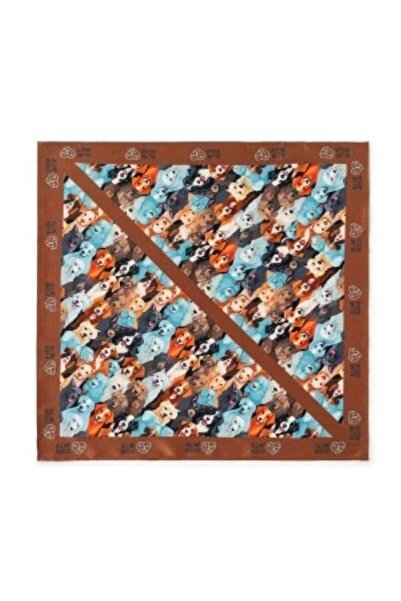 All We Need Is Pets Dreamy Blue Dark Brown Silk Bandana for Dogs and Pet Lovers