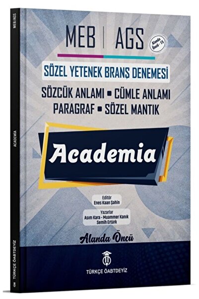 TÜRKÇE ÖABTDEYİZ MEB-AGS Sözel Yetenek Academia Branş Denemeleri - Enes Kaan ...